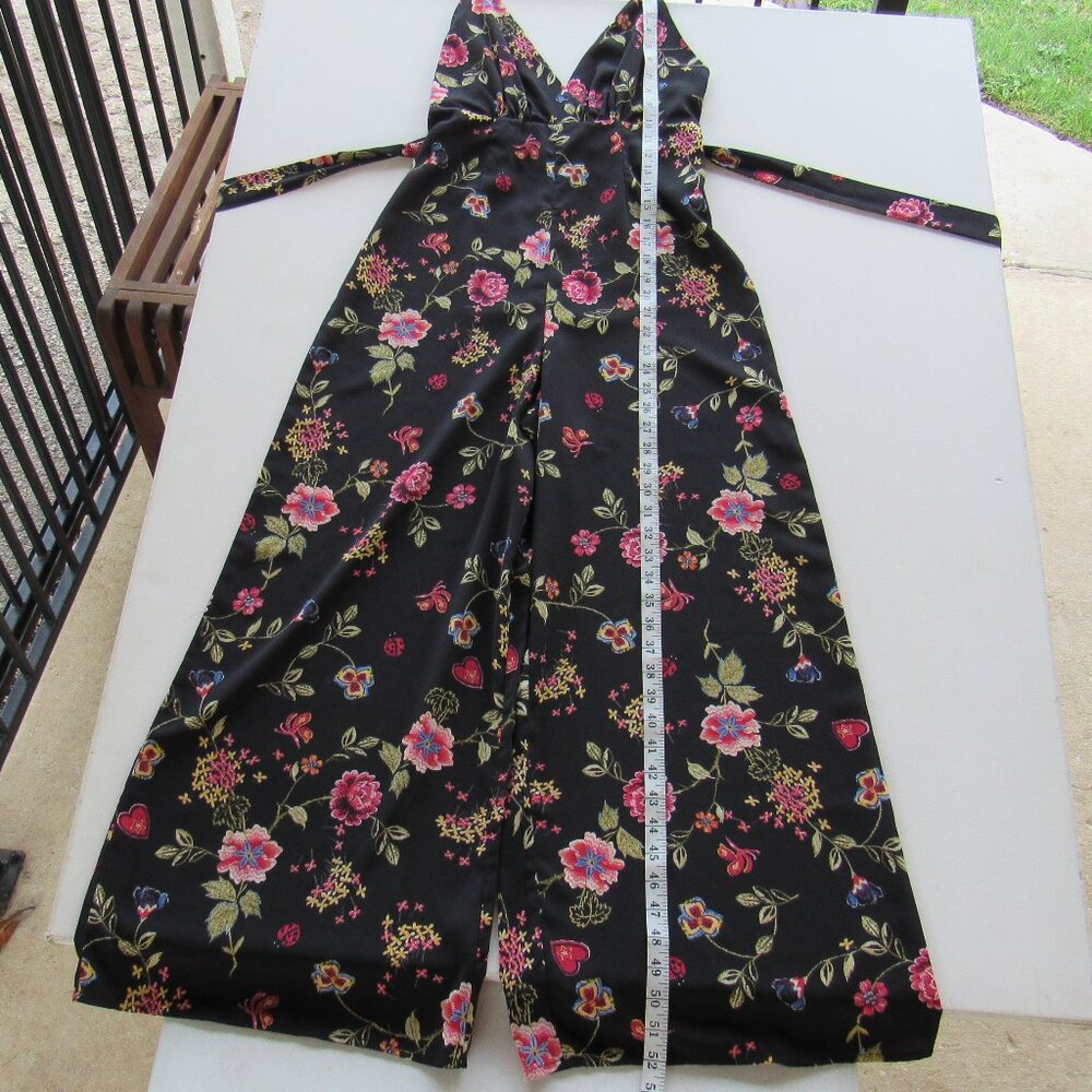 Timing Women's Wide-Leg Jumpsuit/ Romper Pants Black With Floral Print Size S - Picture 8 of 8